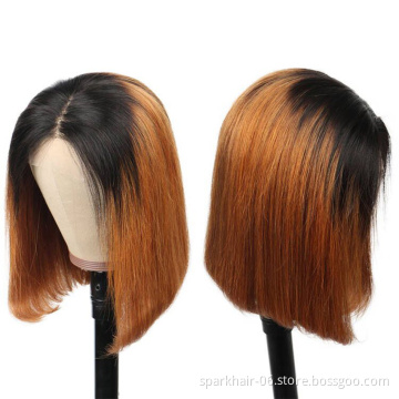 13x4x1 Brazilian Hair T-Part Transparent Lace Front Wig Short Bob Wigs For Black Women Virgin Cuticle Aligned Human Hair Wigs